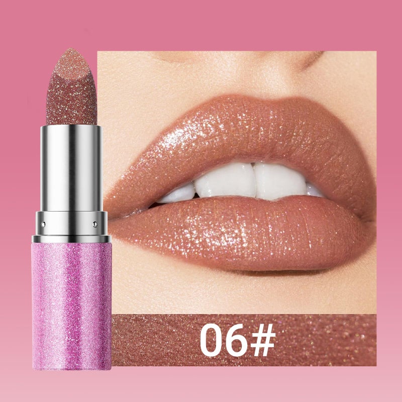 Erinde Metallic Glitter Lipstick for Women, Long Lasting Sparkle Brown Lipsticks, High Shine Diamond Creamy Lipstick Lipcolor Makeup, Hydrating Glimmer Finish, Sparkling Lip Gloss, 06 Gilded Bronze - Image 2