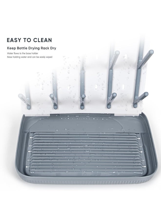 unikbebe Baby Bottle Dryer Rack with Water Tray, Large Vertical Bottle Holder, Countertop Rack for Toddler Bottles & Storage Box, Space-Saving Stand for Baby Bottles & Pump Parts, Non-Slip Bottom for Kitchen Countertop - Image 5