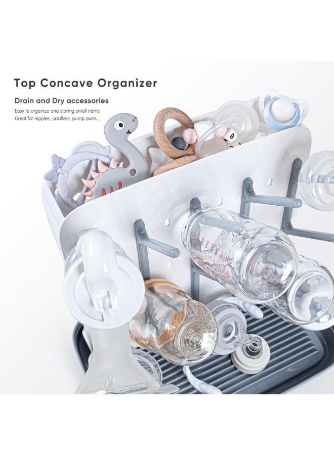 unikbebe Baby Bottle Dryer Rack with Water Tray, Large Vertical Bottle Holder, Countertop Rack for Toddler Bottles & Storage Box, Space-Saving Stand for Baby Bottles & Pump Parts, Non-Slip Bottom for Kitchen Countertop - Image 3