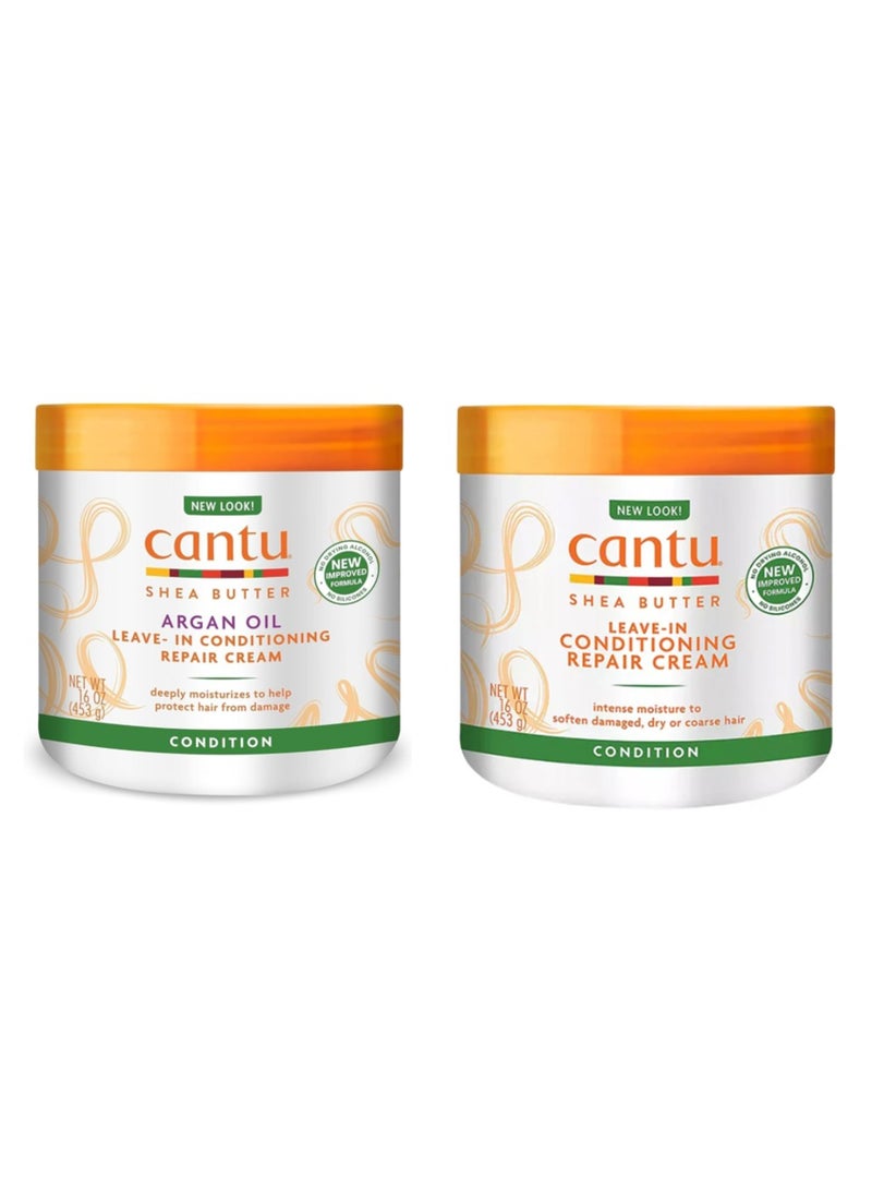 CANTO Argan Oil Leave-In Conditioning Repair Cream 453g + Shea Butter Leave In Conditioning Repair Cream 453g - Image 1