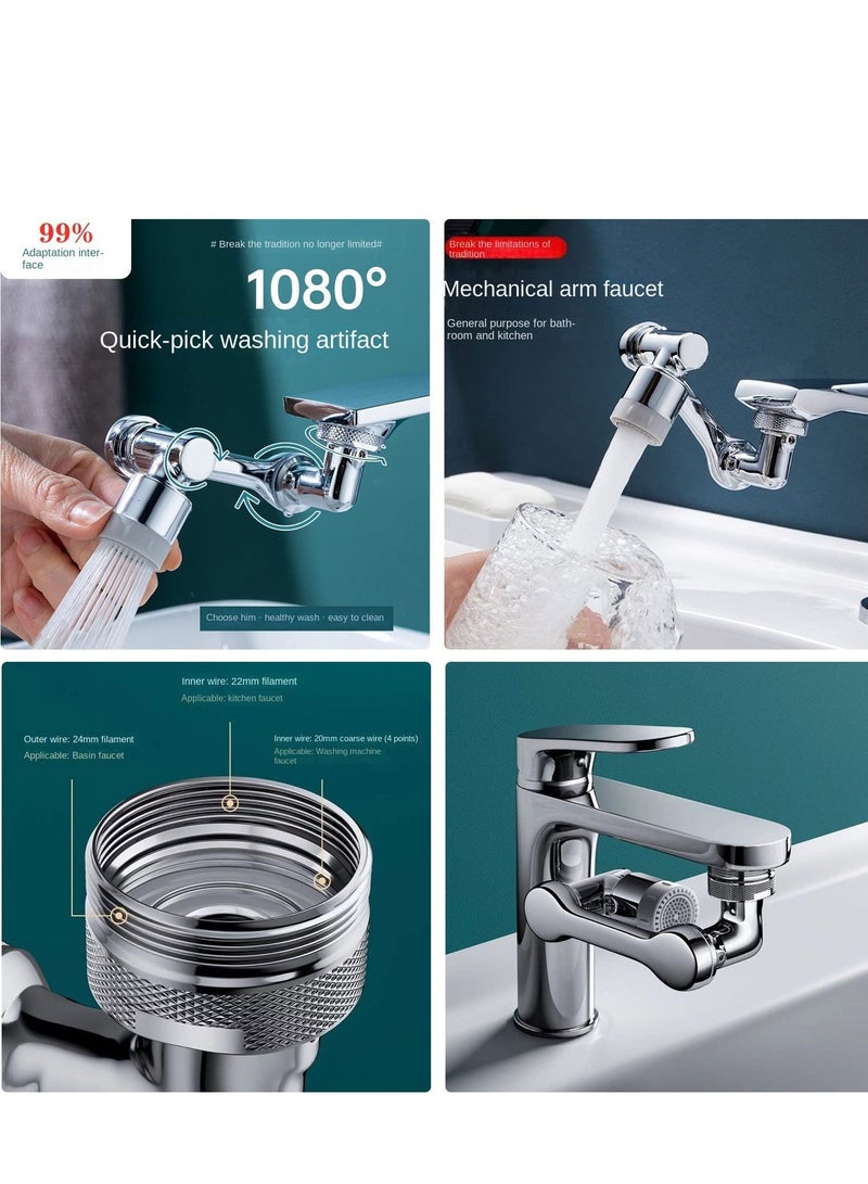 Faucet Aerator 1080° Rotating Extender Aerator Durable Splash Proof Faucet Extender Two Ways Water Saver Faucet Aerator Can Be Used for Bathroom Sink Kitchen Sink  - Image 2