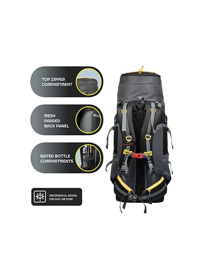 Trawoc Aerostrike 70L Travel Backpack For Hiking Trekking Bag Camping Rucksack Bag For Men & Women With Rain Cover/Shoe Compartment Hk008, 3 Year Warranty - Image 4