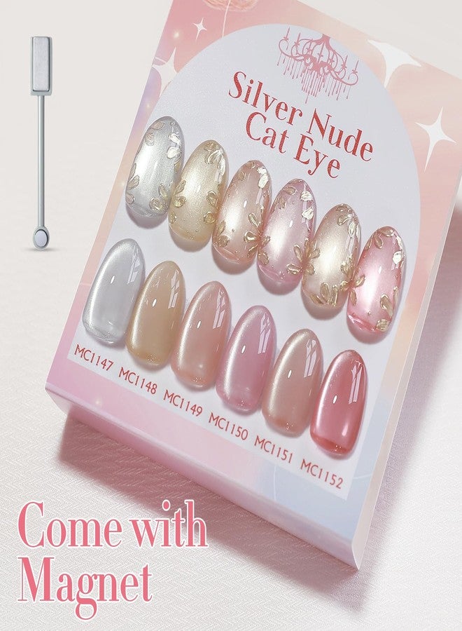 Double Rhythm 6 Colors Cat Eye Gel Polish Set Shimmer Glitter with Magnet Holographic Reflective Magnetic UV Nail Art Kit (6-Kit-46) - Image 4