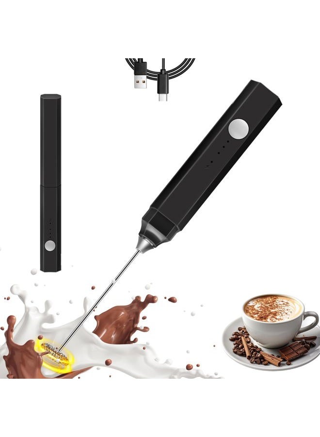 Styuanmmy Rechargeable Milk Frother Handheld 3 Speed Adjustable, Electric Whisk Foam Maker, Handheld Drink Mixer, Mini Frother Wand with Stainless Steel Whisk for Coffee, Lattes, Cappuccinos, with Storage Cover - Image 1