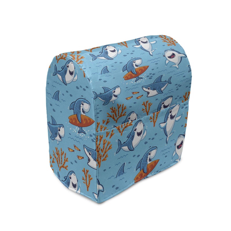 Ambesonne Shark Stand Mixer Cover Underwater Fantasy World with Funny Fish Characters Cheerful Mascots Kitchen Appliance Organizer Bag Cover with Pockets 68 Quarts Orange White