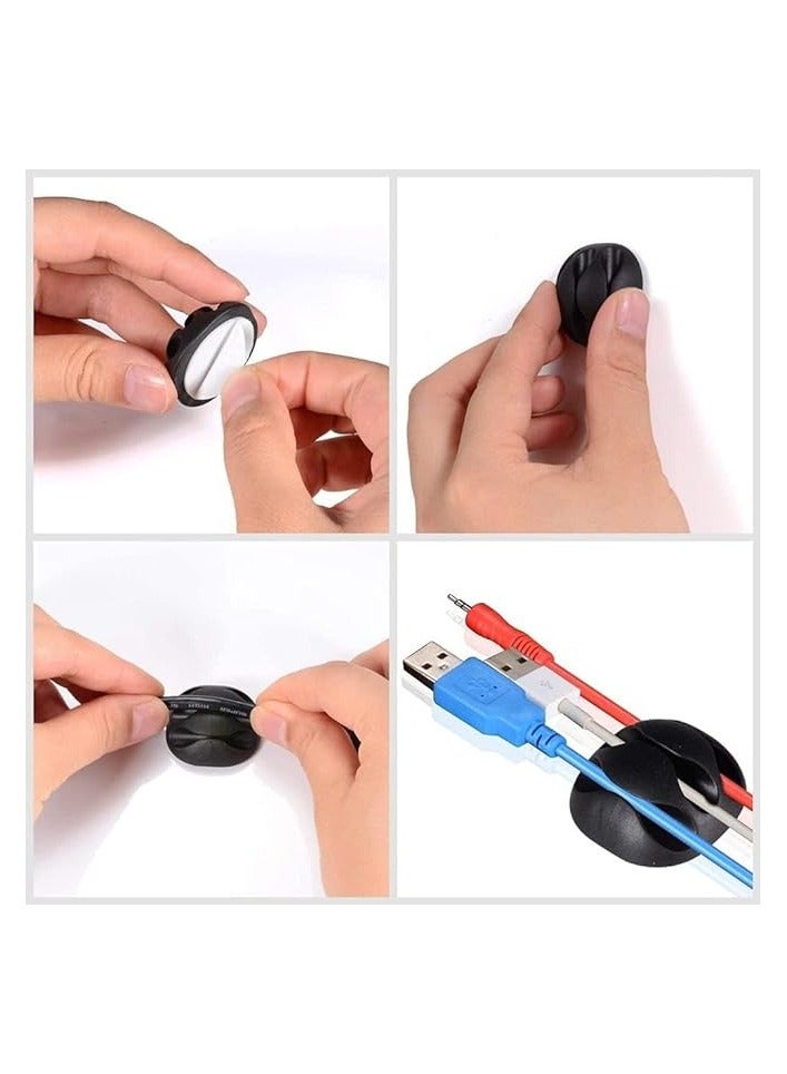 PROMASS 16 Pack Black Wire Holders,Ideal Cable Organizer Wire Keeper for Desk, Nightstand, Phone Charger, Computer, Home, Office, Car (A) - Image 2