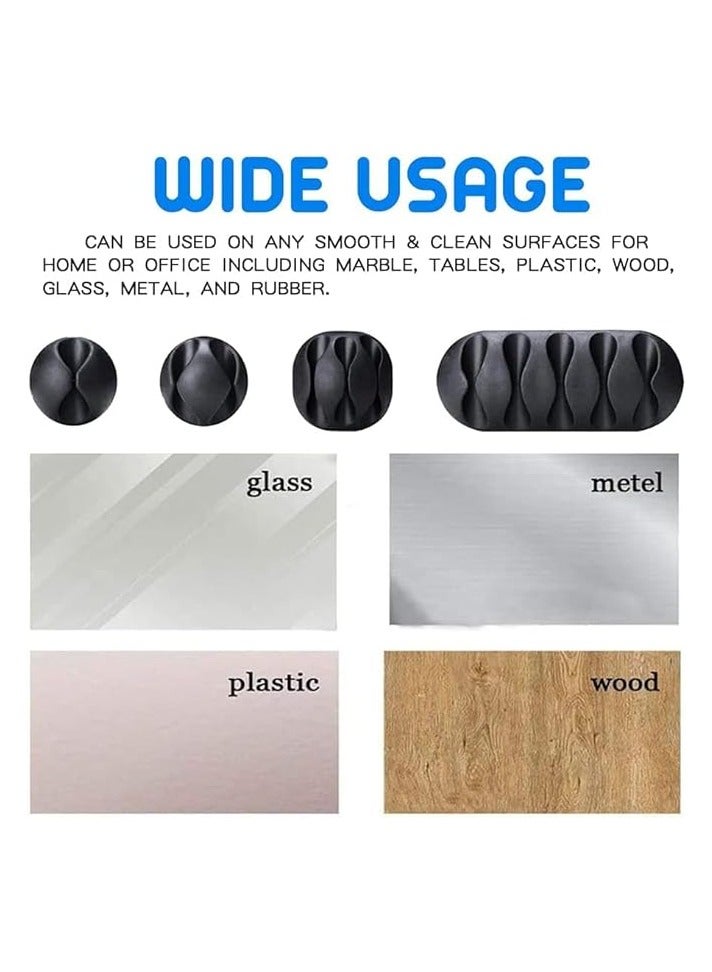 PROMASS 16 Pack Black Wire Holders,Ideal Cable Organizer Wire Keeper for Desk, Nightstand, Phone Charger, Computer, Home, Office, Car (A) - Image 3