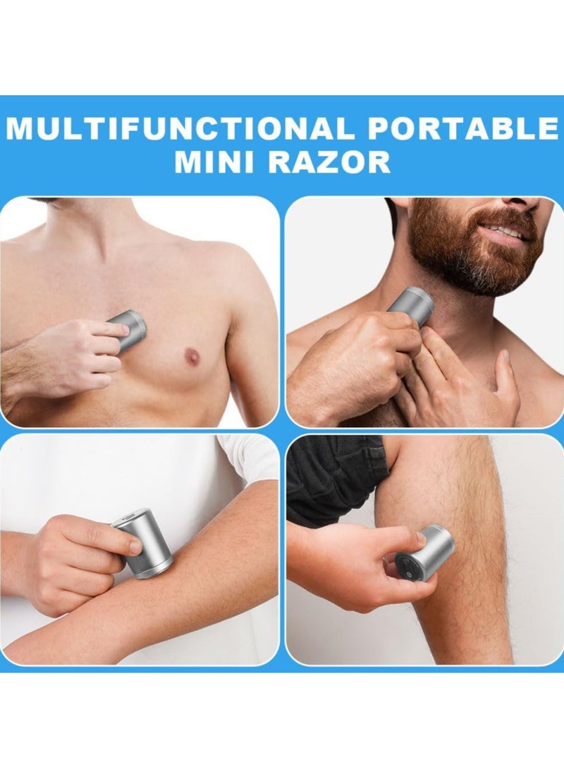 صغيرة الحلاقة الكهربائية, محمولة صغيرة الحلاقة الكهربائية, حجم الجيب MiniElectricShaver للرجال, USB قابل لإعادة الشحن مقاوم للماء الحلاقة الكهربائية لحية الحلاقة للسيارة, المكتب, رحلة العمل (الفضة) - Image 2
