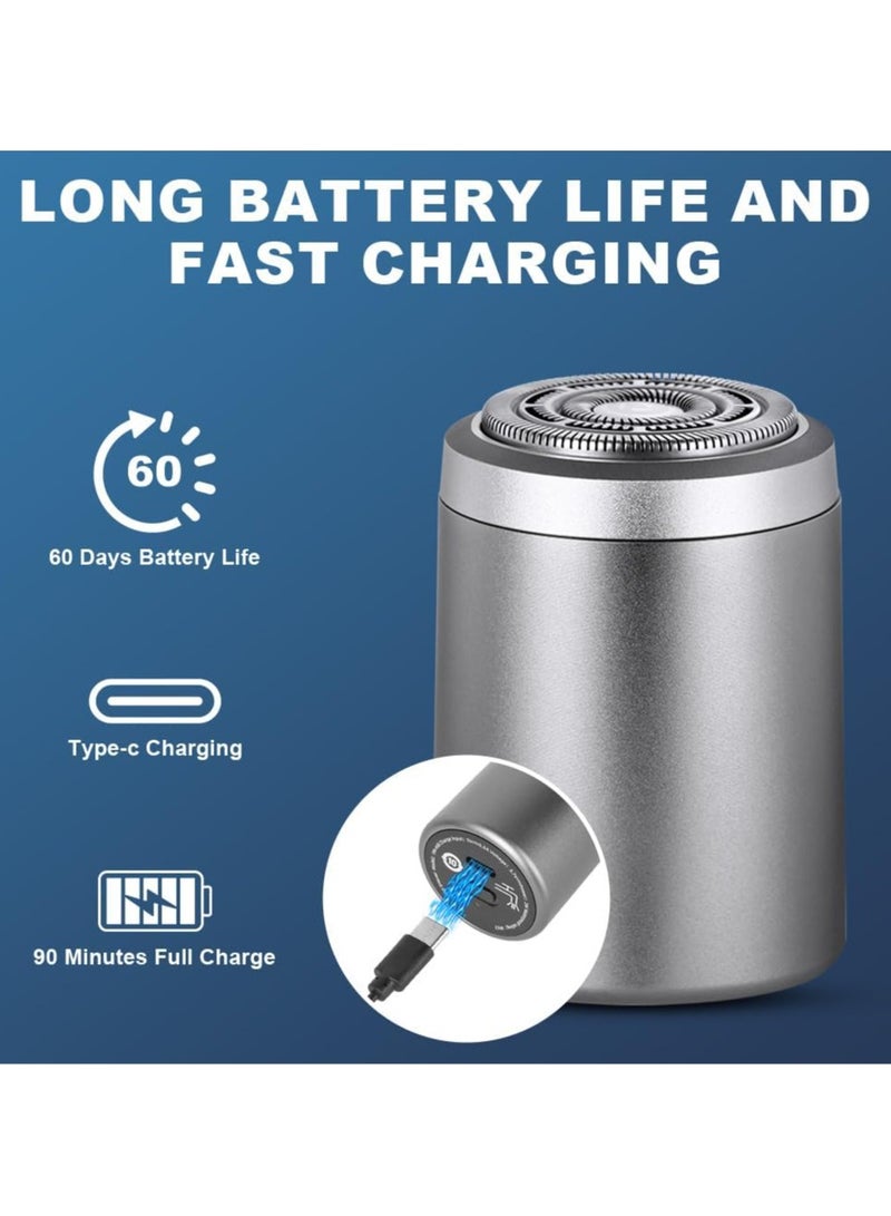 صغيرة الحلاقة الكهربائية, محمولة صغيرة الحلاقة الكهربائية, حجم الجيب MiniElectricShaver للرجال, USB قابل لإعادة الشحن مقاوم للماء الحلاقة الكهربائية لحية الحلاقة للسيارة, المكتب, رحلة العمل (الفضة) - Image 4