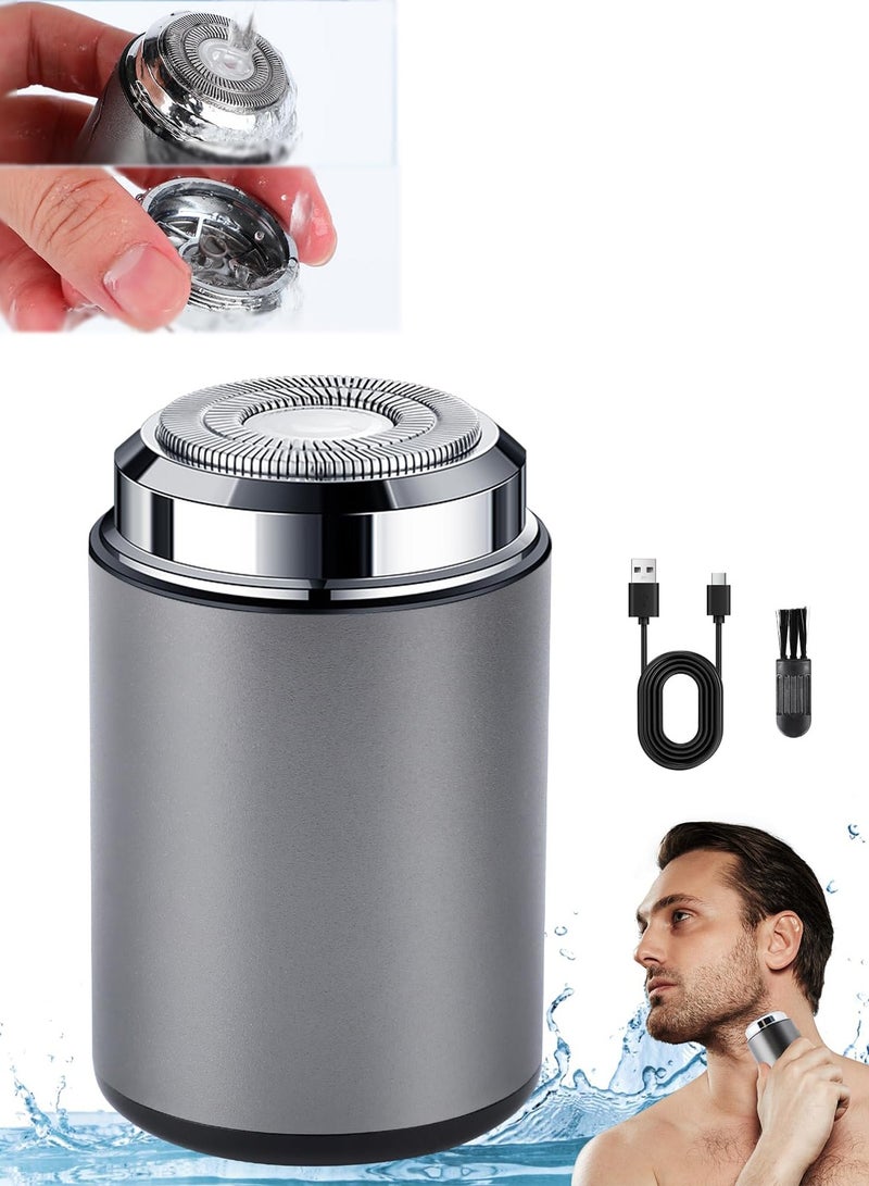 صغيرة الحلاقة الكهربائية, محمولة صغيرة الحلاقة الكهربائية, حجم الجيب MiniElectricShaver للرجال, USB قابل لإعادة الشحن مقاوم للماء الحلاقة الكهربائية لحية الحلاقة للسيارة, المكتب, رحلة العمل (الفضة) - Image 1