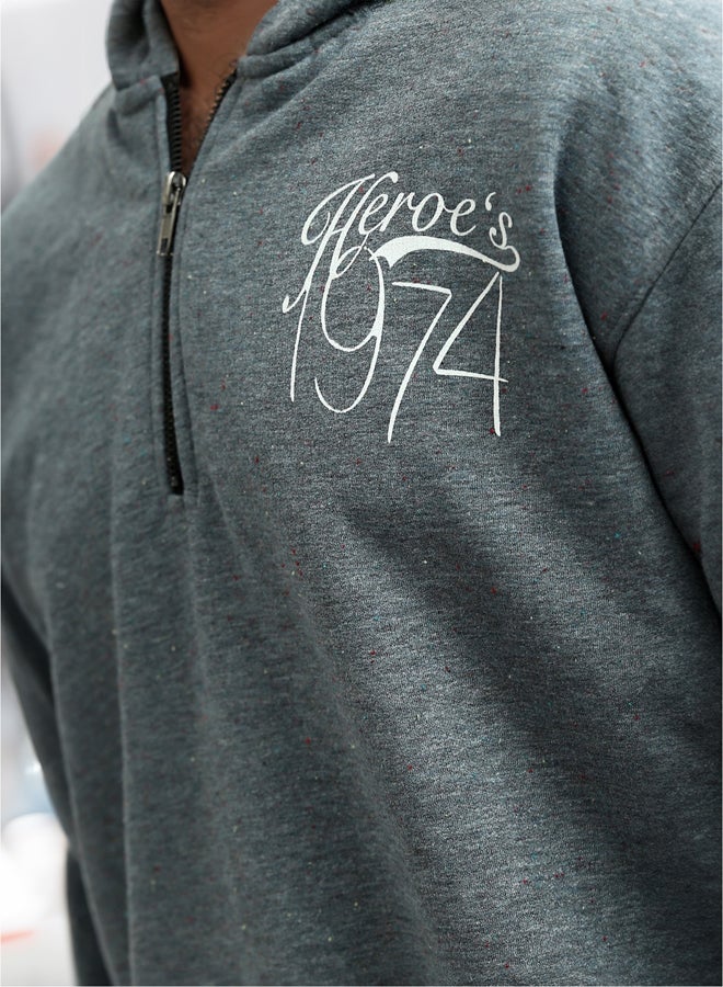 RAVIN Heather Grey Long Sleeves Regular Zipped Sweatshirt - Image 4