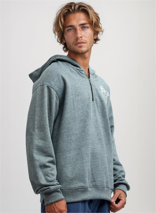 RAVIN Heather Grey Long Sleeves Regular Zipped Sweatshirt - Image 2