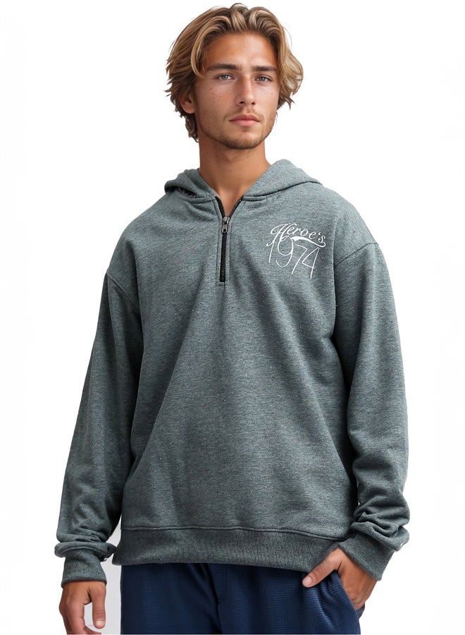 RAVIN Heather Grey Long Sleeves Regular Zipped Sweatshirt - Image 1