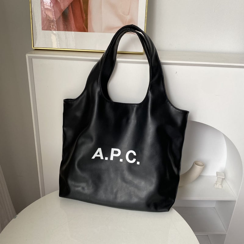 PU Leather Tote Bag with Logo Print - Image 3