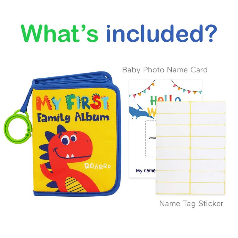 Urban Kiddy™ Baby's My First Family Album | Soft Photo Cloth Book Gift Set for Newborn Toddler & Kids (Dinosaur) - Image 2