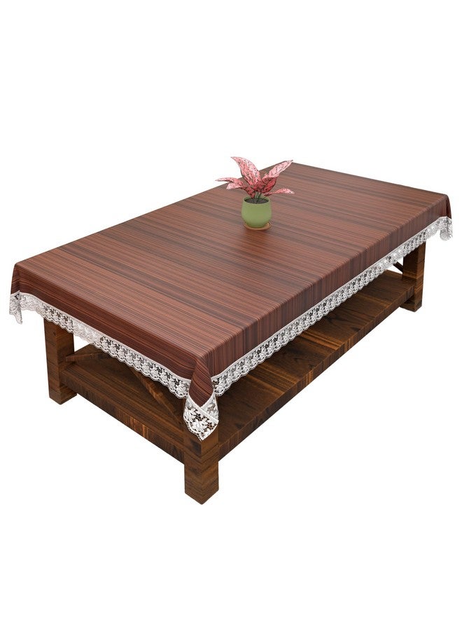 Kuber Industries Wooden Design & Water Proof 4 Seater Center Table Cover (Dark Brown) Polyvinyl Chloride (PVC),Rectangular,Pack of 1 - Image 1