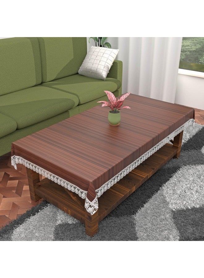 Kuber Industries Wooden Design & Water Proof 4 Seater Center Table Cover (Dark Brown) Polyvinyl Chloride (PVC),Rectangular,Pack of 1 - Image 4