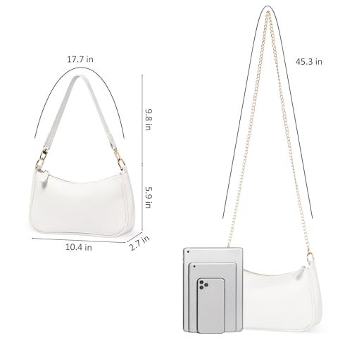 WantGor Clutch Tote Handbags, Shoulder Purse for Women Crossbody Bags Mini Hobo Bag Retro Vegan Leather Trendy Handbag (White) - Image 4