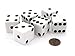 Koplow Games مجموعة من 6 نرد D6 25مم كبير غير شفاف ضخم أبيض مع نقاط سوداء من Koplow Games - Image 2