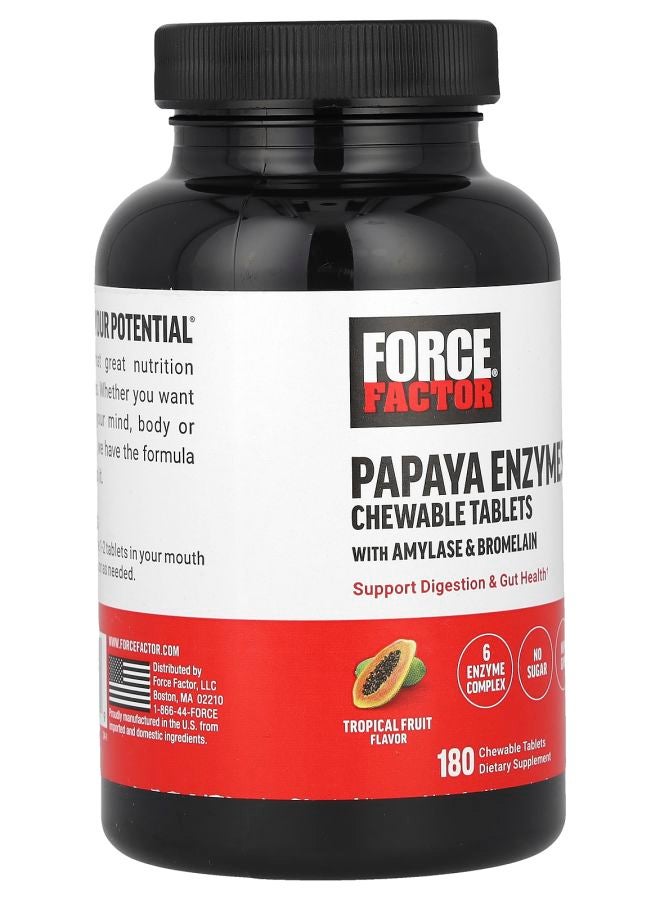 Force Factor Papaya Enzymes Tropical Fruit 180 Chewable Tablets - Image 2