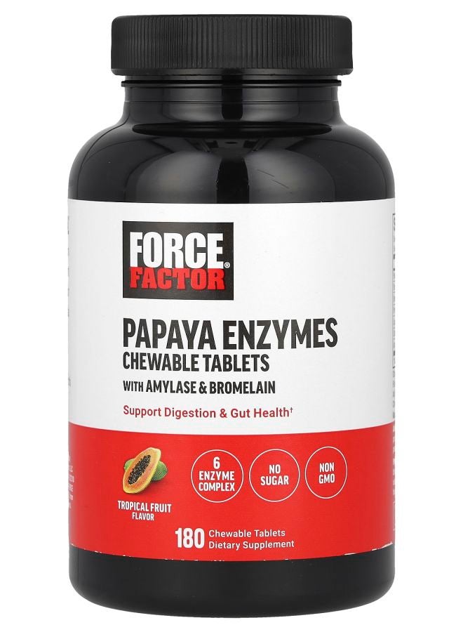 Force Factor Papaya Enzymes Tropical Fruit 180 Chewable Tablets - Image 1