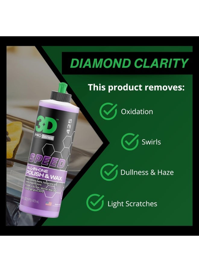 3D Speed All-In-One Polish & Wax â€“ Scratch & Swirl Remover, Clear Coat Safe Paint Sealant â€“ High Gloss Finish, Easy Application â€“ 16oz â€“ Made in USA - Image 3