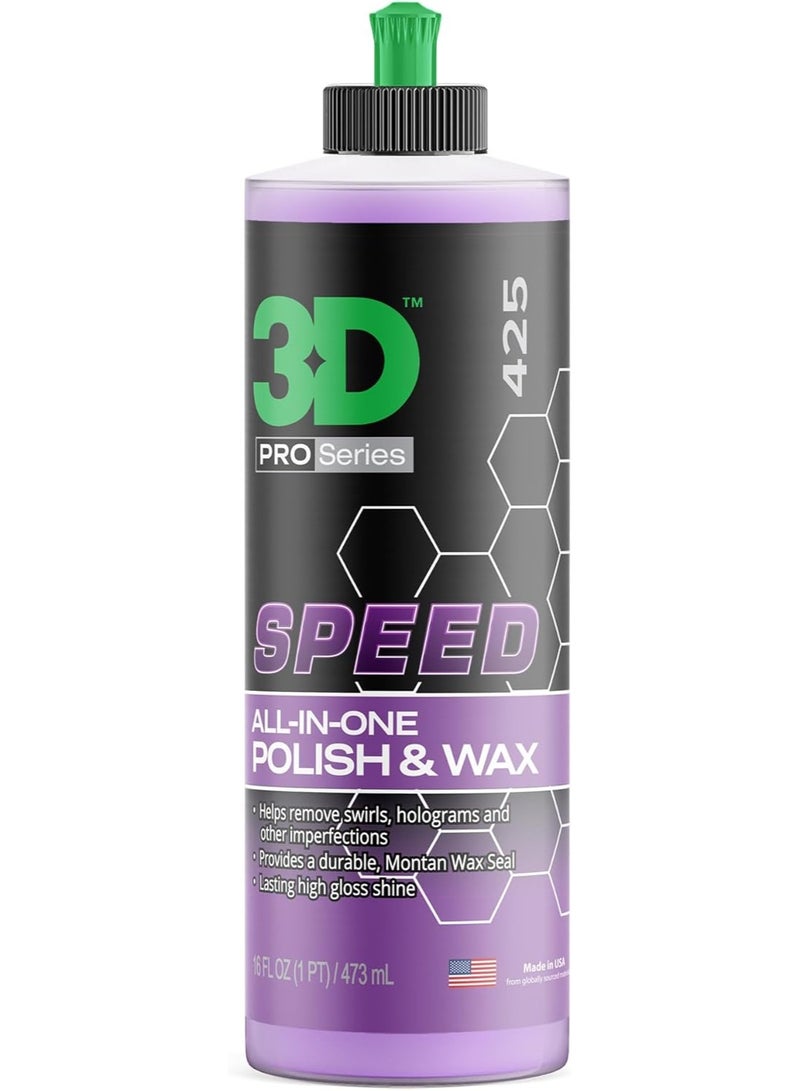 3D Speed All-In-One Polish & Wax â€“ Scratch & Swirl Remover, Clear Coat Safe Paint Sealant â€“ High Gloss Finish, Easy Application â€“ 16oz â€“ Made in USA - Image 1