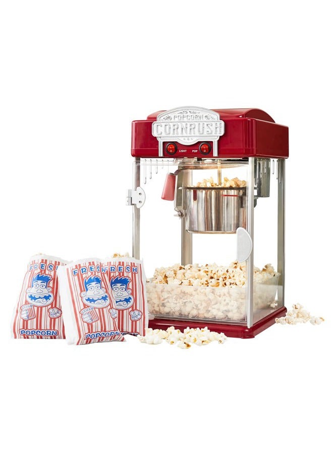 CORNRUSH Popcorn Popper Machine-4 OZ Vintage Professional Popcorn Maker Theater Style with Nonstick Kettle Warming Light and Serving Scoop. (Red)… - Image 1