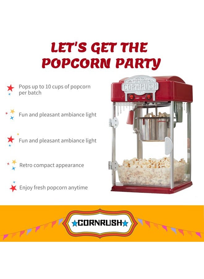 CORNRUSH Popcorn Popper Machine-4 OZ Vintage Professional Popcorn Maker Theater Style with Nonstick Kettle Warming Light and Serving Scoop. (Red)… - Image 3