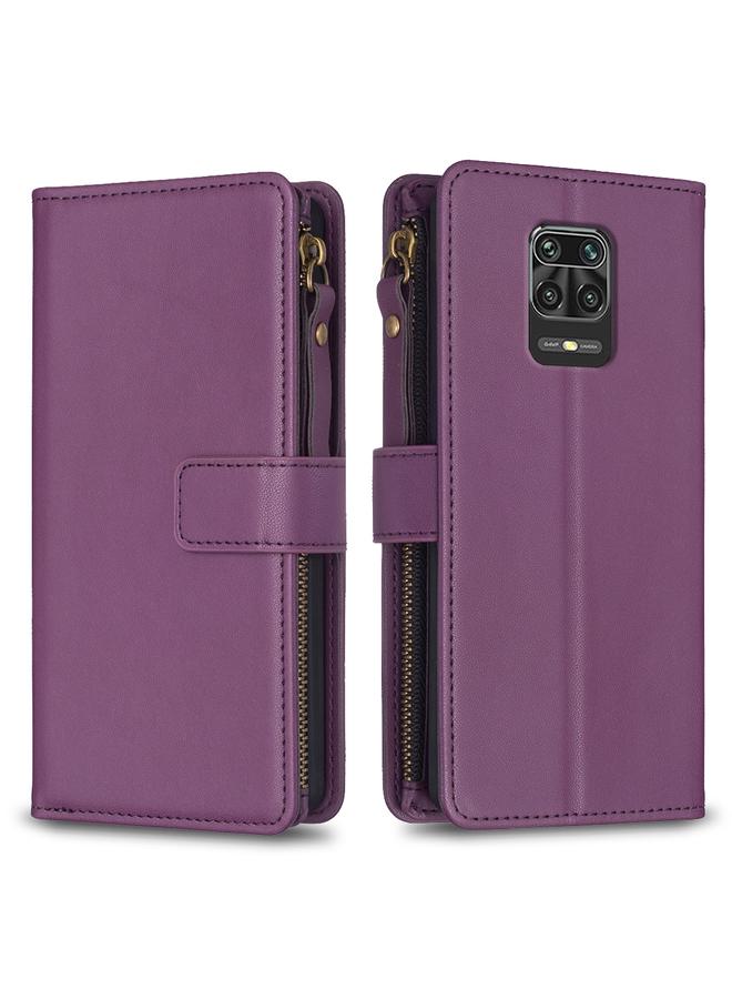 The Bros Case For Xiaomi Redmi Note 9 Pro Max 9 Card Slots Zipper Wallet Leather Flip Phone Case