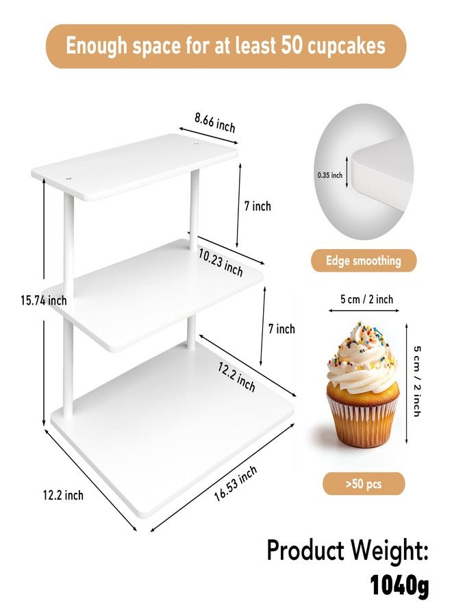 HURZMORO 3 Tier Serving Tray and Platters, Wooden Three Tiered Appetizer Serving Tray, Party Trays and Platters, 3 Tiered Tray Desert Stand, Food Stands for Display Party (Engineered Wood) - Image 4