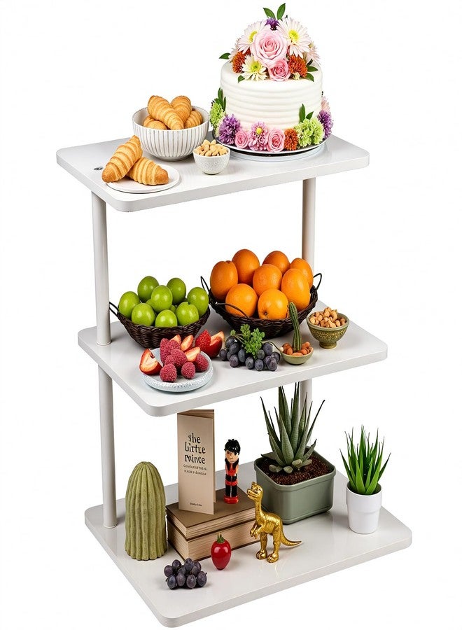 HURZMORO 3 Tier Serving Tray and Platters, Wooden Three Tiered Appetizer Serving Tray, Party Trays and Platters, 3 Tiered Tray Desert Stand, Food Stands for Display Party (Engineered Wood) - Image 1