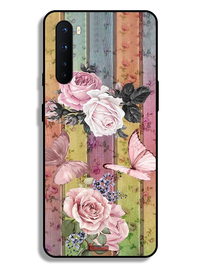 Tolwak OnePlus Nord Protective Case Cover Peach Butterflies And Roses - Image 2