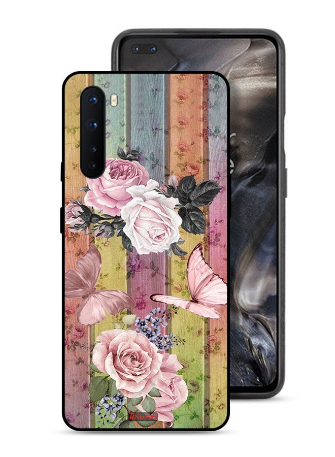 Tolwak OnePlus Nord Protective Case Cover Peach Butterflies And Roses - Image 1