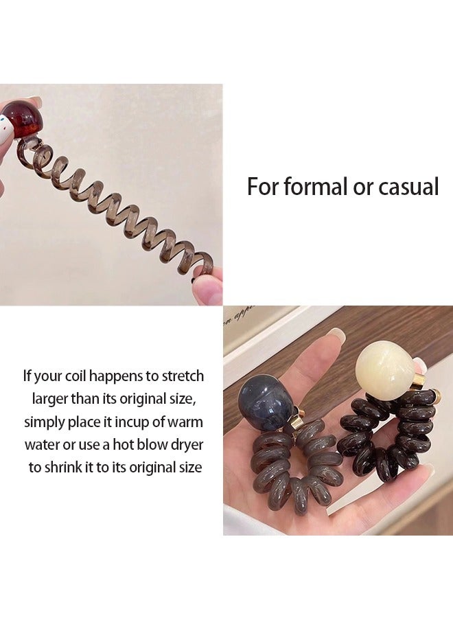 Bead bubble braided telephone cord headband, spiral headband, non-creased ponytail clip, multi-color fashion telephone cord headband, elastic headband, women girls 4PCS - Image 3