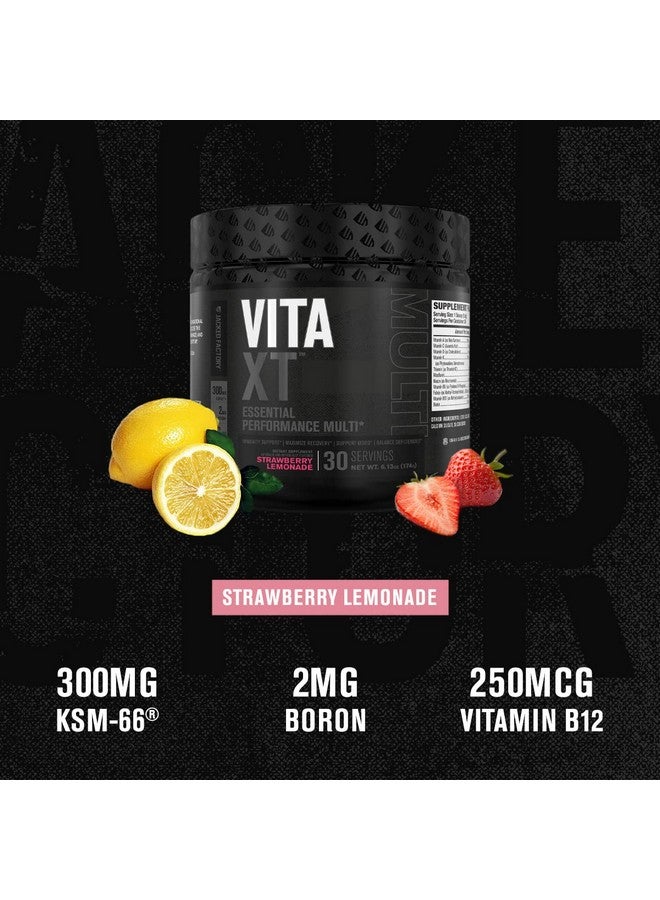 Jacked Factory Vita XT Performance Vitamin Powder - Daily Multivitamin Powder for Men with KSM-66 Ashwagandha, Prebiotic Fiber, Vitamin A, C, D, K, B6, B12, & More - Strawberry Lemonade, 30Sv - Image 2