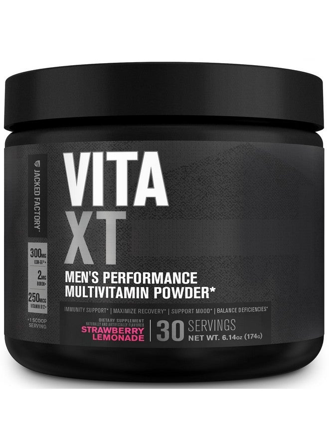 Jacked Factory Vita XT Performance Vitamin Powder - Daily Multivitamin Powder for Men with KSM-66 Ashwagandha, Prebiotic Fiber, Vitamin A, C, D, K, B6, B12, & More - Strawberry Lemonade, 30Sv - Image 1