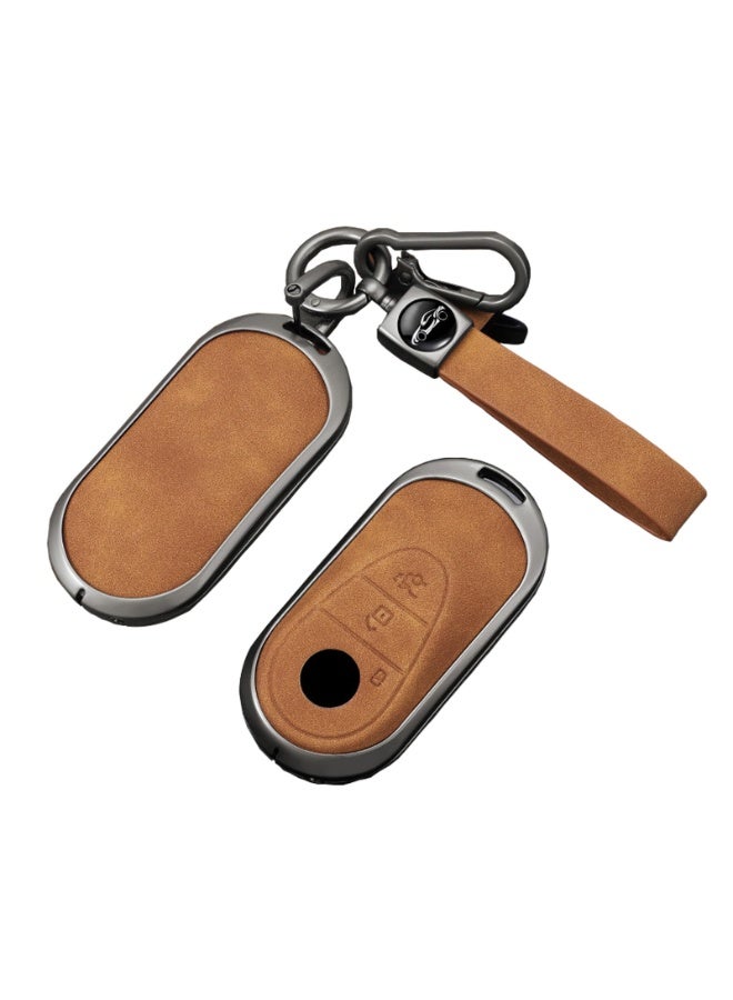 NOSKIN 3 Buttons Remote Key Fob Cover with Keychain Compatible with Mercedes Benz 2020-2024 C E S M CLS CLK G Class, SL Class 2022 Smart Key Shell Case Key Protection Cover Car (Brown) - Image 1