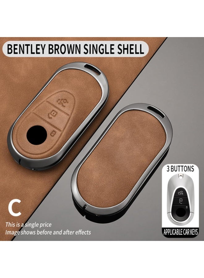 NOSKIN 3 Buttons Remote Key Fob Cover with Keychain Compatible with Mercedes Benz 2020-2024 C E S M CLS CLK G Class, SL Class 2022 Smart Key Shell Case Key Protection Cover Car (Brown) - Image 2