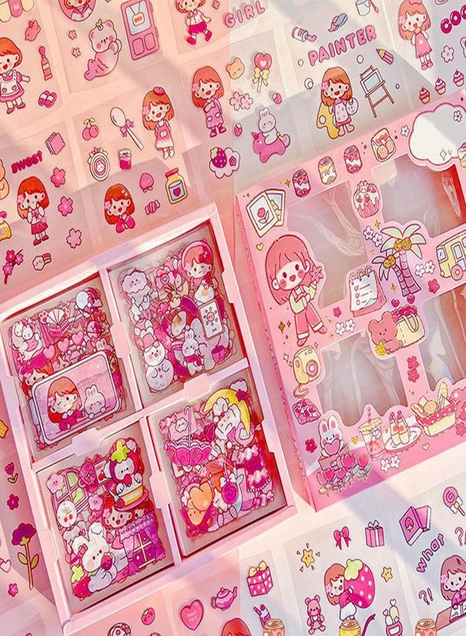 KmCho Pink Box Stickers-100 Sheets Kawaii Aesthetic Stickers for Scrapbooking, Journaling, DIY Crafts & Gifts-Cute Girls Travel-Themed Paper Stickers for Kids,Teens & Stationery Lovers DN-1 - Image 1