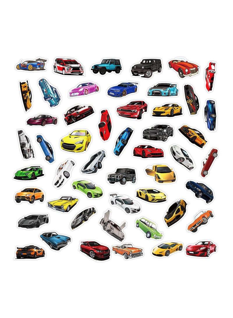 KASTWAVE 50 قطعة ملصقات سيارات سباق للأطفال، ملصقات سيارات رياضية من الفينيل مقاومة للماء لزجاجات المياه واللابتوب والجيتار والسكيت بورد والخوذة ودفتر القصاصات، هدايا ملصقات سيارات للأطفال والمراهقين والبالغين - Image 3
