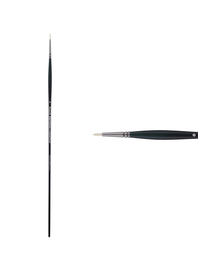 Creative Mark Imperial Professional Chungking Hog Bristle Brush - Round # 0, Handmade Long Handle Oil Paint Brushes for Artists, Nickel-Plated Brass Ferrules, Stiff Yet Soft Natural Bristles - Image 2