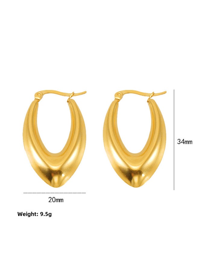 Style Titanium Steel Hollow Earrings Vacuum Electroplating 18k Real Gold Stainless Steel Women's Light Earrings Simple Earrings