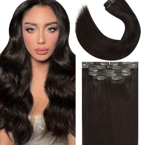 Lacer Hair Seamless Clip in Human Hair 2 Darkest Brown Ultra Thin Double Weft PU Invisible Clip in Hair Extensions Virgin Remy 7pcs 110g 22 Inch