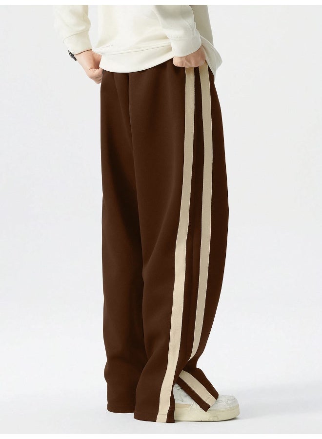 Maniac Maniac Mens ColorBlock Side Tap Brown and Beige Color Baggy Fit Pant  - Image 3