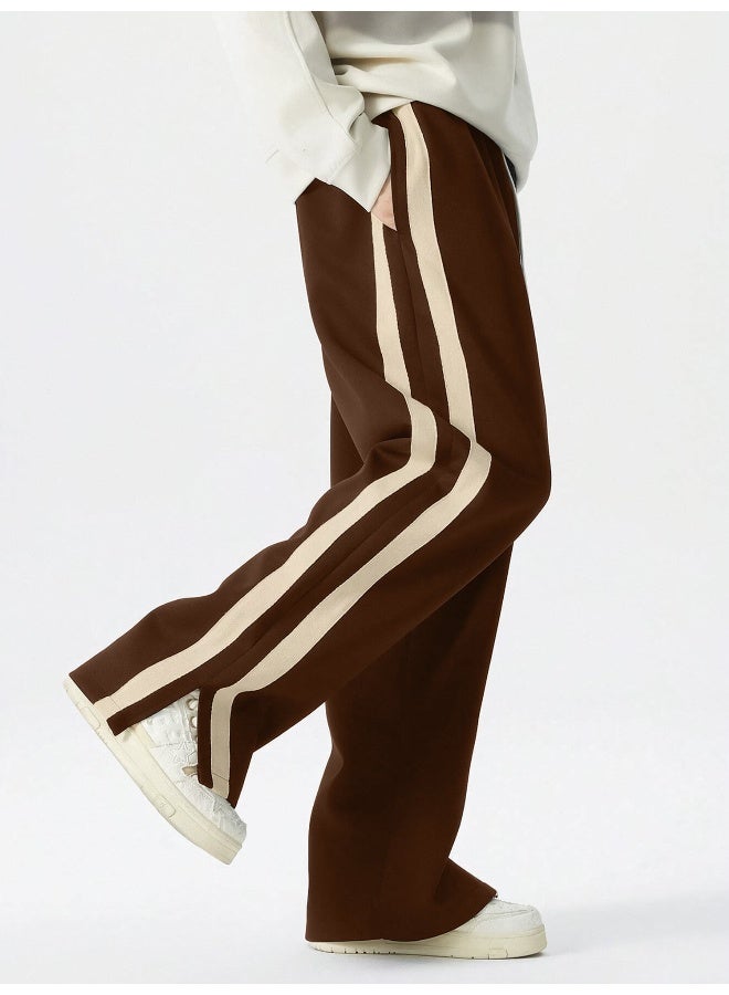 Maniac Maniac Mens ColorBlock Side Tap Brown and Beige Color Baggy Fit Pant  - Image 2