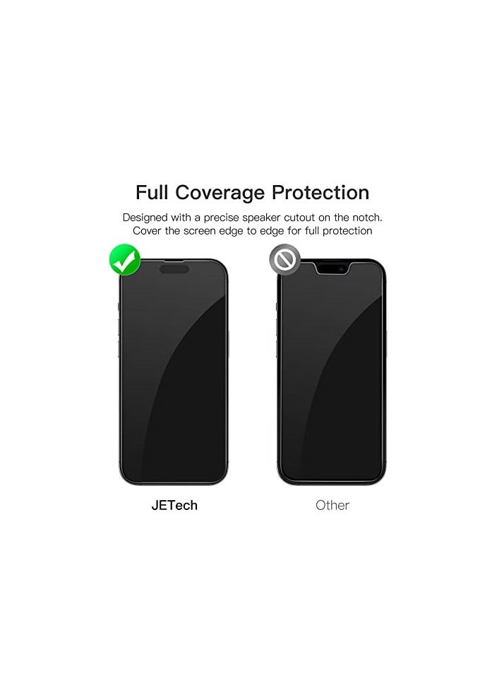 JETech Full Coverage Screen Protector for iPhone 14 Pro 6.1-Inch, Black Edge Tempered Glass Film with Easy Installation Tool, Case-Friendly, HD Clear, 3-Pack - Image 2