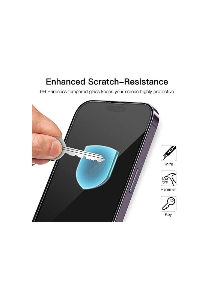 JETech Full Coverage Screen Protector for iPhone 14 Pro 6.1-Inch, Black Edge Tempered Glass Film with Easy Installation Tool, Case-Friendly, HD Clear, 3-Pack - Image 3