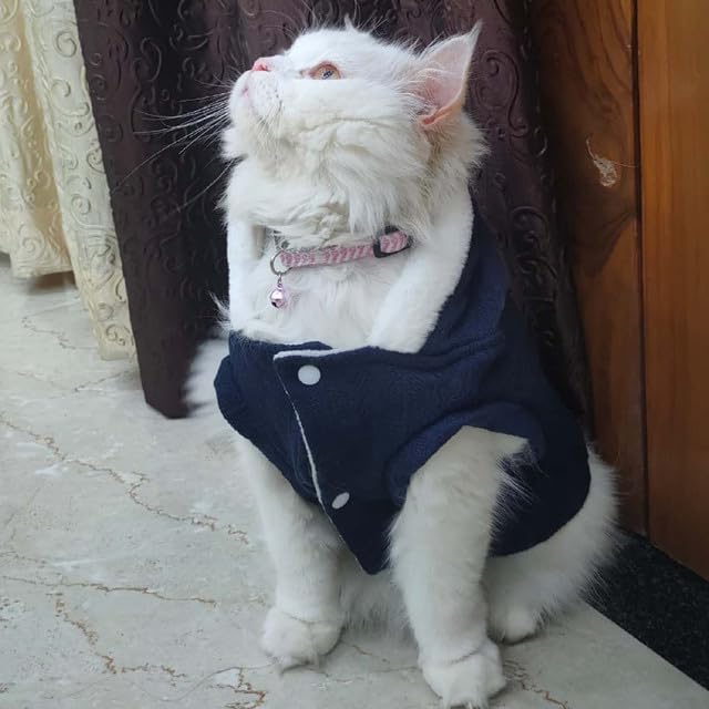 Lulala Dog Hoodie Sweater Coat only for Small Dog & Cat Fleece Lined Winter Jacket Hoodie Cardigan Warm Puppy Clothes (Dark Blue-6 Inch) - Image 2