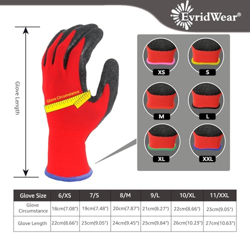 Evridwear Crinkle Latex Rubber Hand Coated Safety Work Gloves for Men Women General Multi Use Construction Warehouse Gardening Assembly Landscaping (S-Size) 12 Pairs Pack - Image 3
